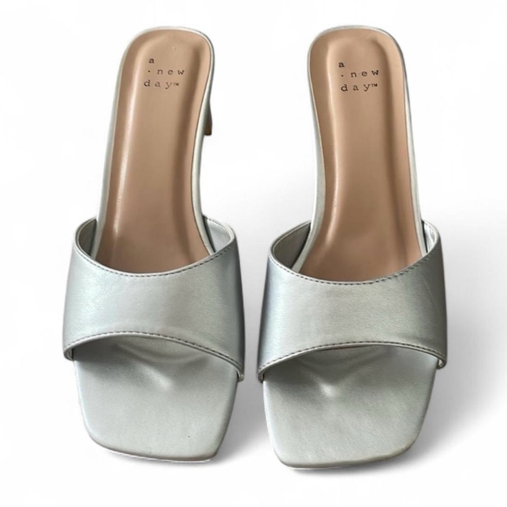 A New Day Silver Mule Kitten Heels